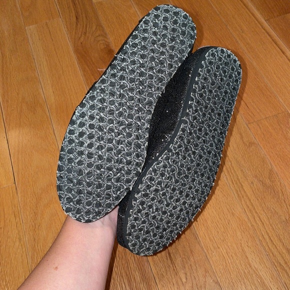 Toms Classics Black Glitter Womens Shoes - Picture 3 of 5
